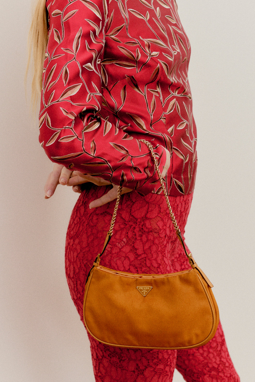 Vintage Prada Spring/Summer 1997 Silk Top with Bamboo Leaf Embroidery