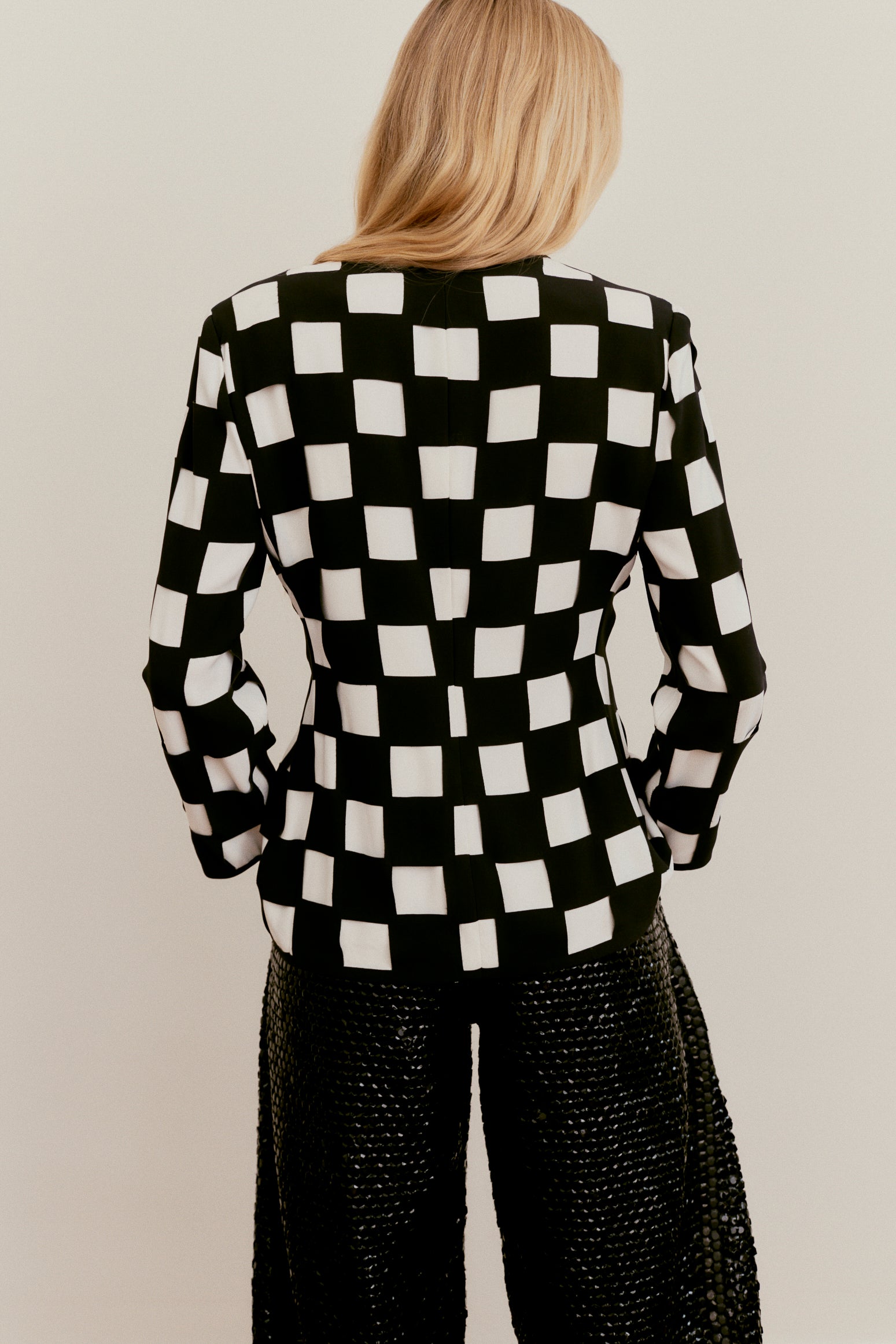 Giorgio Armani Check Pattern Layered Blazer