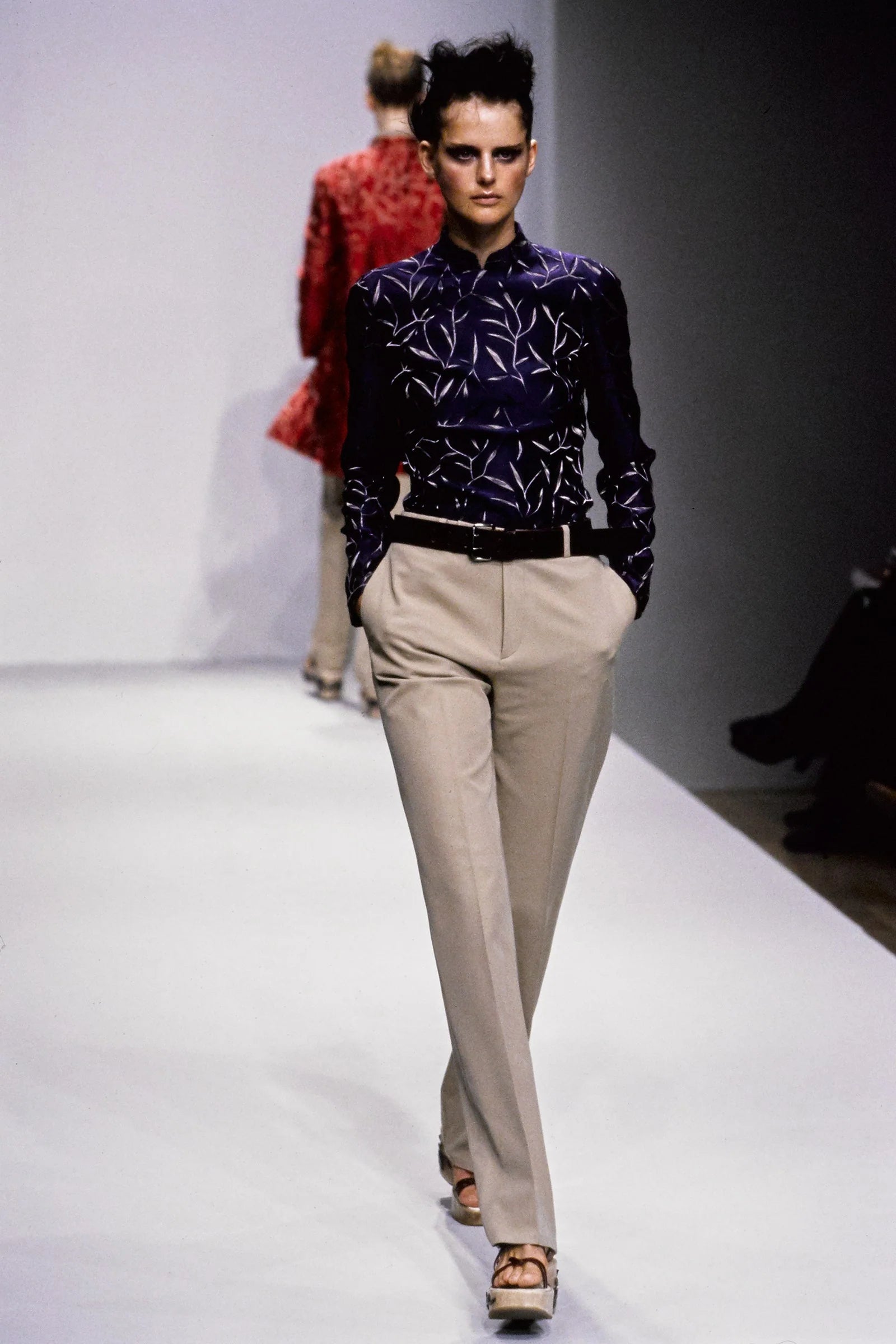 Vintage Prada Spring/Summer 1997 Silk Top with Bamboo Leaf Embroidery